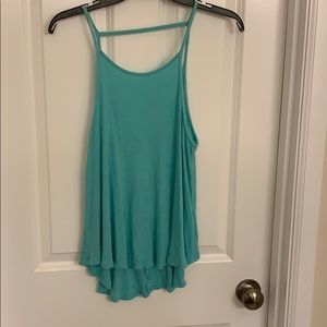 Flowy turquoise open back tank top